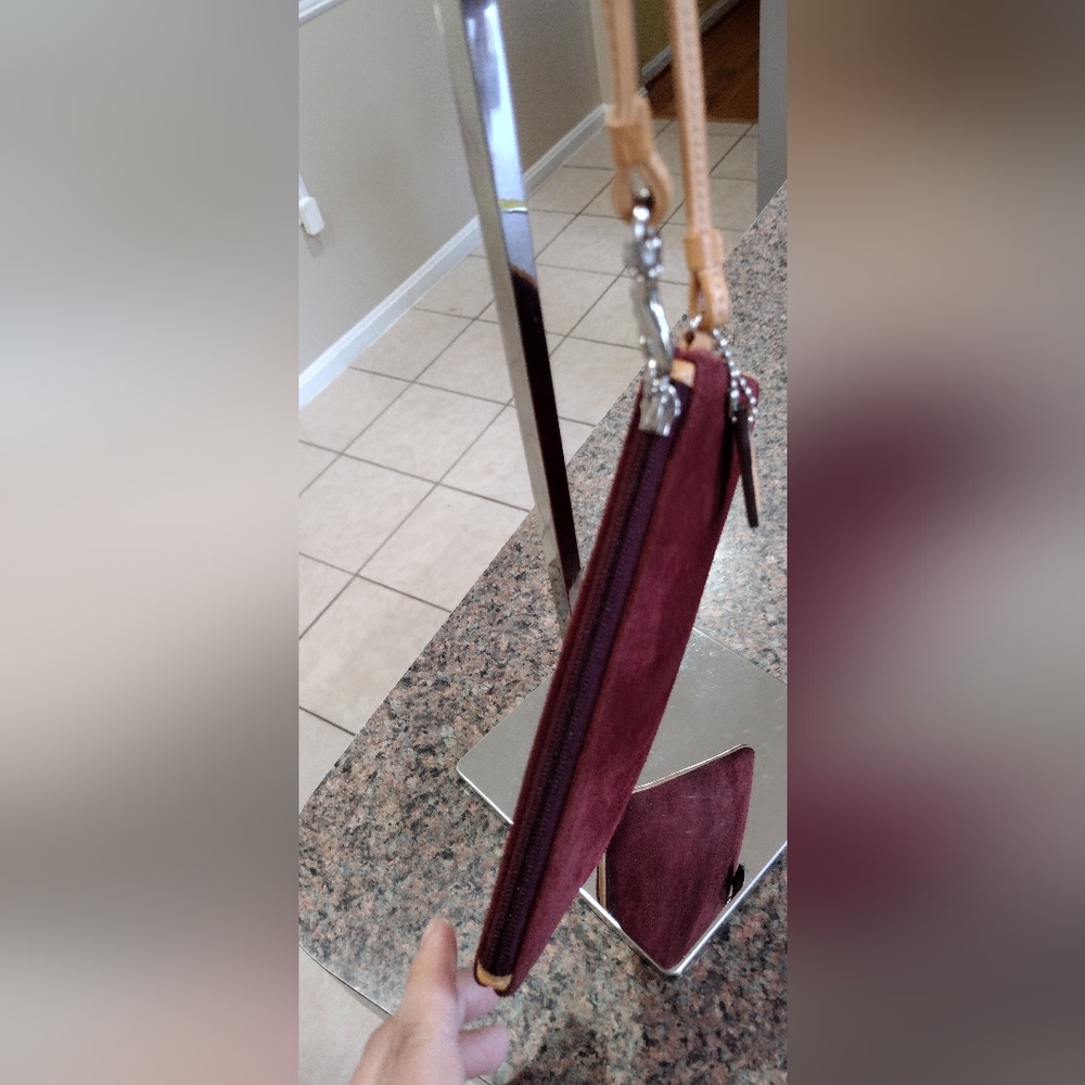 COACH 1941 Large Oxblood Suede Leather Wristlet Clutch Purse - Picture 8 of 16